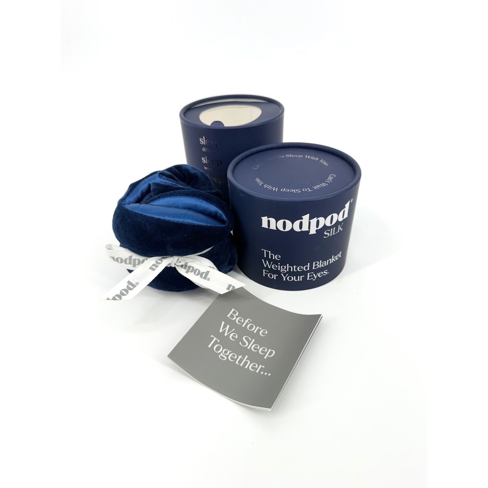 Nodpod Silk Weighted Eye Mask Sapphire Blue Mulberry Silk Velvet Sleep Mask